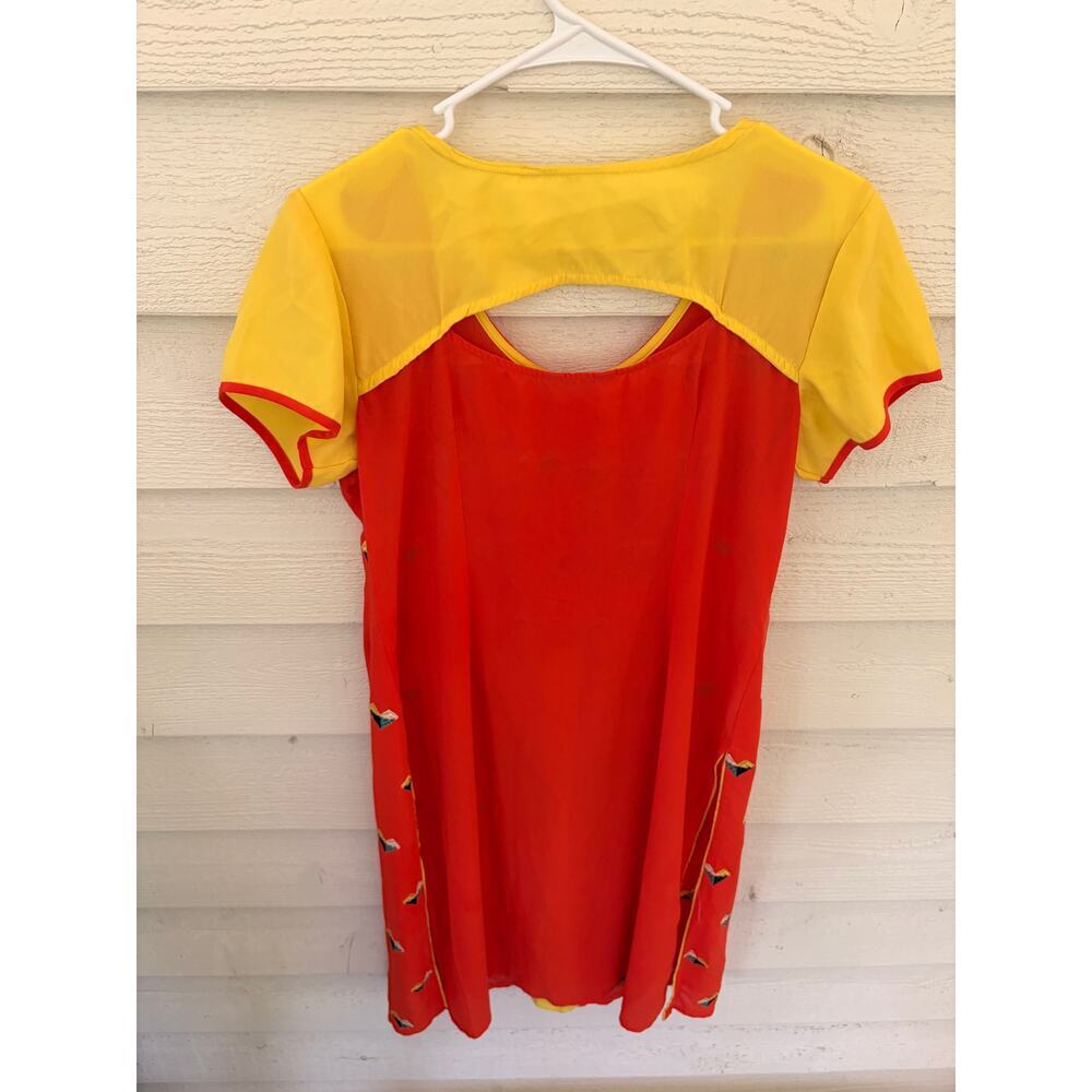 Paislei Red Yellow Embroidered Heart Tunic Dress Size L - Picture 8 of 8